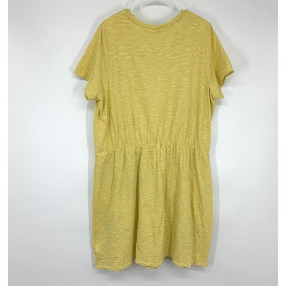 Old Navy Dress T-Shirt Waist Defined Slub Knit Mini Yellow Stripe - Picture 8 of 12